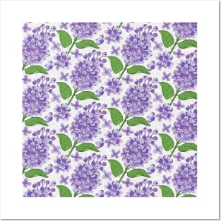 Purple Lilac Flowers Pattern Posters and Art